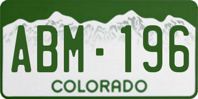 CO license plate ABM196