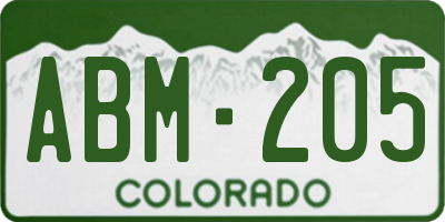 CO license plate ABM205