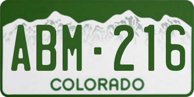 CO license plate ABM216