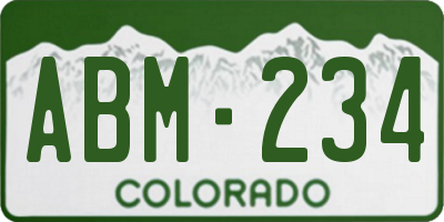 CO license plate ABM234