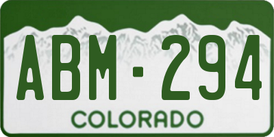 CO license plate ABM294