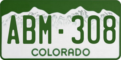 CO license plate ABM308