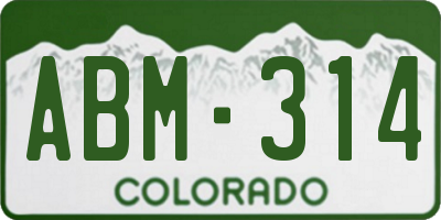 CO license plate ABM314