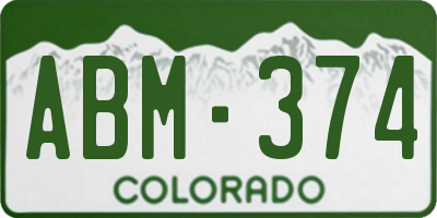 CO license plate ABM374