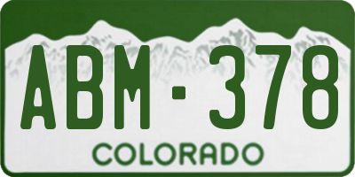 CO license plate ABM378