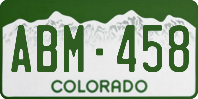 CO license plate ABM458