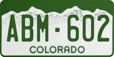 CO license plate ABM602
