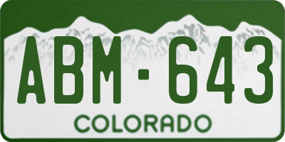 CO license plate ABM643
