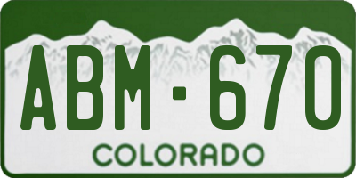 CO license plate ABM670