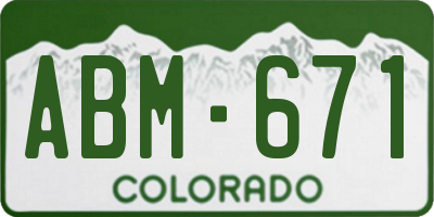 CO license plate ABM671