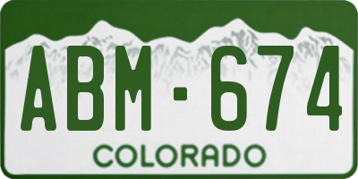 CO license plate ABM674