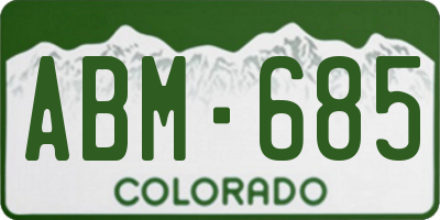 CO license plate ABM685