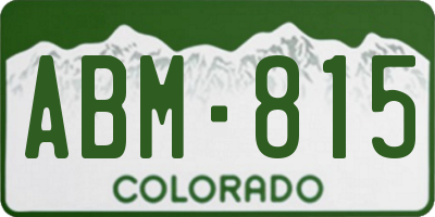 CO license plate ABM815