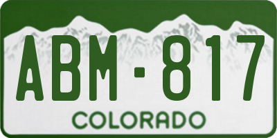 CO license plate ABM817