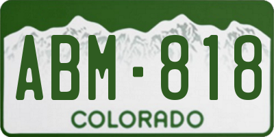 CO license plate ABM818