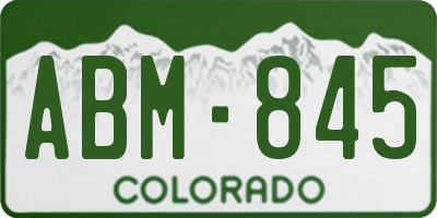 CO license plate ABM845