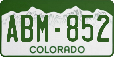 CO license plate ABM852