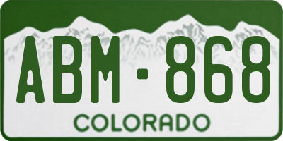CO license plate ABM868