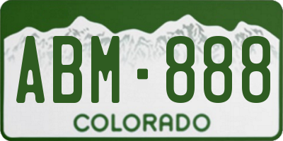 CO license plate ABM888