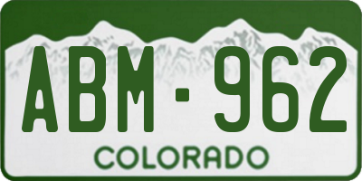 CO license plate ABM962