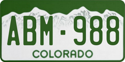 CO license plate ABM988
