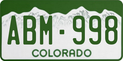 CO license plate ABM998
