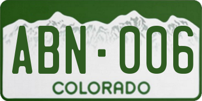 CO license plate ABN006