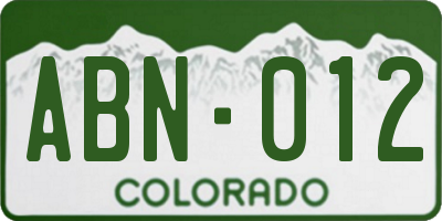 CO license plate ABN012