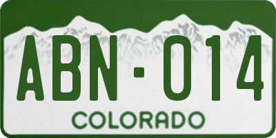 CO license plate ABN014