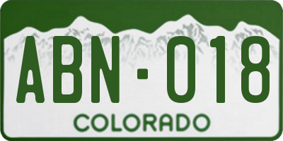 CO license plate ABN018