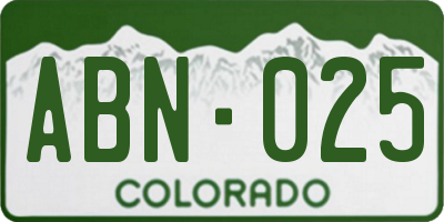 CO license plate ABN025