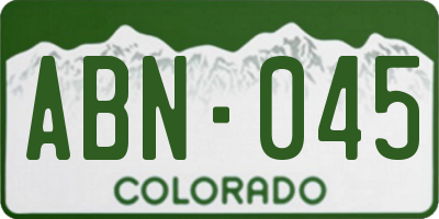 CO license plate ABN045