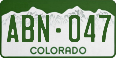 CO license plate ABN047