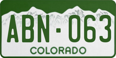 CO license plate ABN063