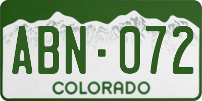 CO license plate ABN072