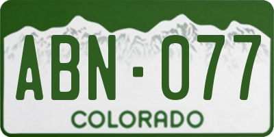CO license plate ABN077