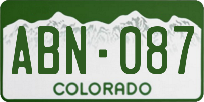 CO license plate ABN087