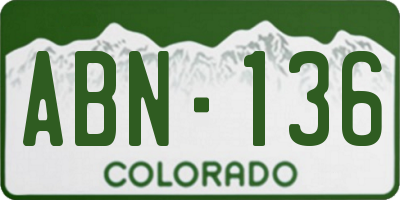 CO license plate ABN136