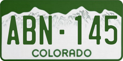CO license plate ABN145