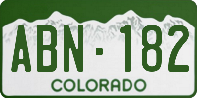 CO license plate ABN182