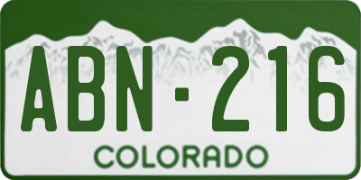 CO license plate ABN216