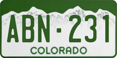 CO license plate ABN231