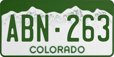 CO license plate ABN263