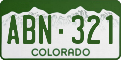 CO license plate ABN321