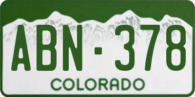 CO license plate ABN378