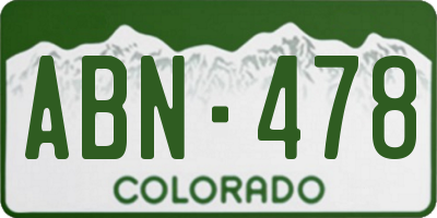 CO license plate ABN478