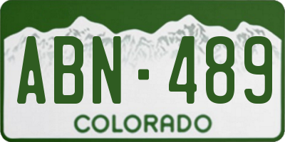 CO license plate ABN489