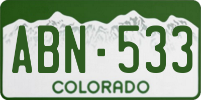 CO license plate ABN533