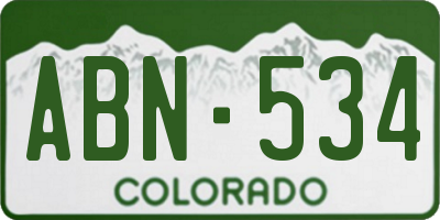CO license plate ABN534