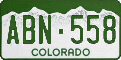 CO license plate ABN558